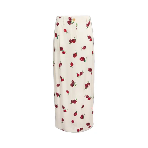 Lucian Skirt In Cream With Raspberry Print