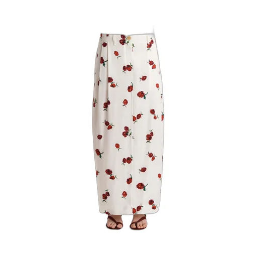 Lucian Skirt In Cream With Raspberry Print