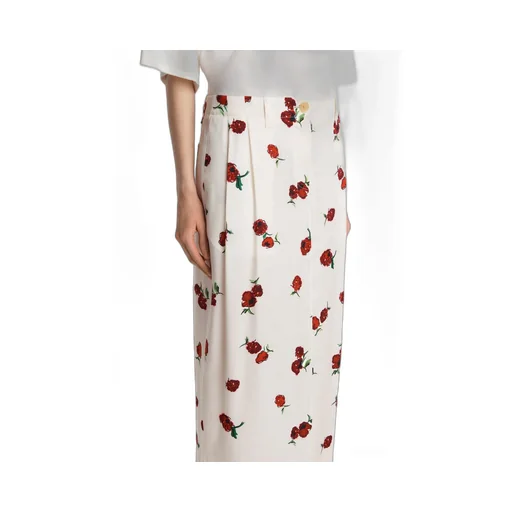 Lucian Skirt In Cream With Raspberry Print