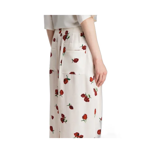 Lucian Skirt In Cream With Raspberry Print