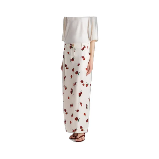 Lucian Skirt In Cream With Raspberry Print