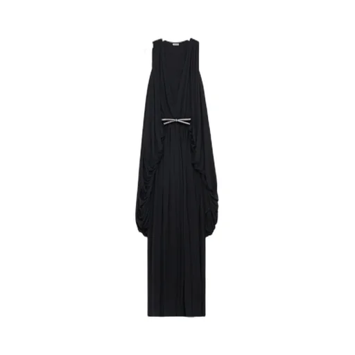 Loewe Draped Embellished Deep V-Neck Dress