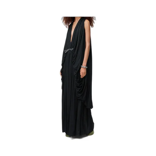 Loewe Draped Embellished Deep V-Neck Dress