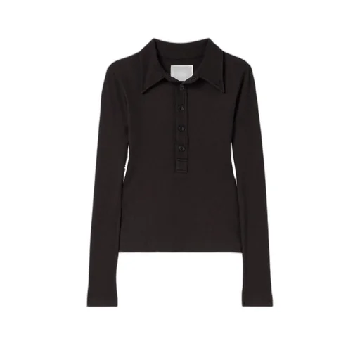 Ribbed Jersey Polo Shirt