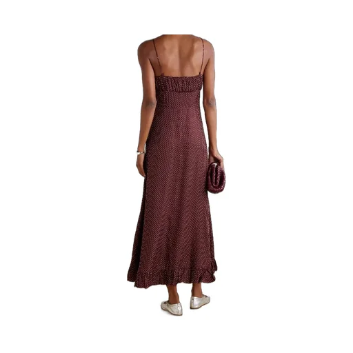 Rosaria Gathered Polka-Dot Silk-Blend Midi Dress