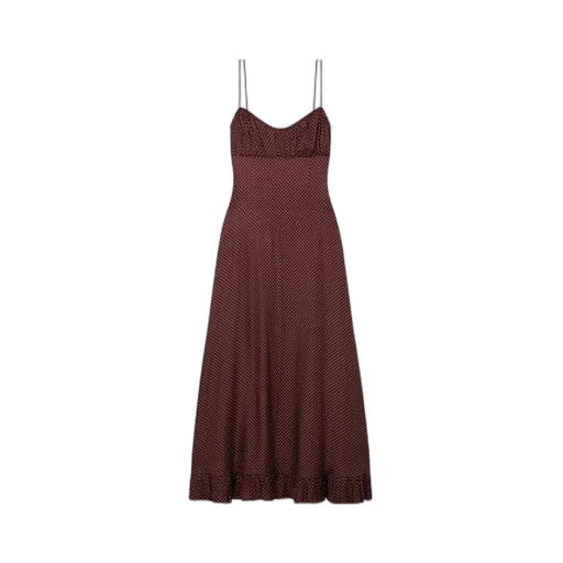 Rosaria Gathered Polka-Dot Silk-Blend Midi Dress