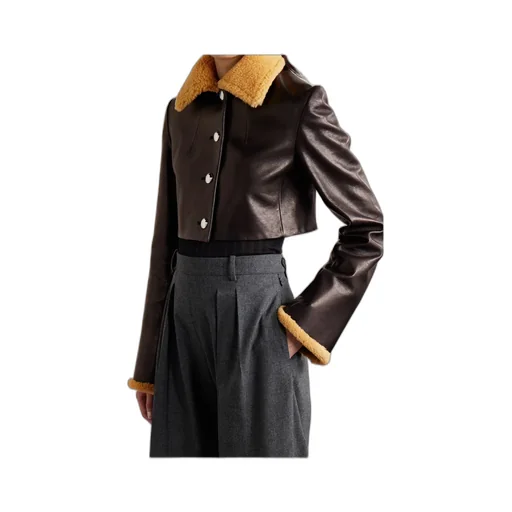 Jodie Shearling-Trim Button Jacket