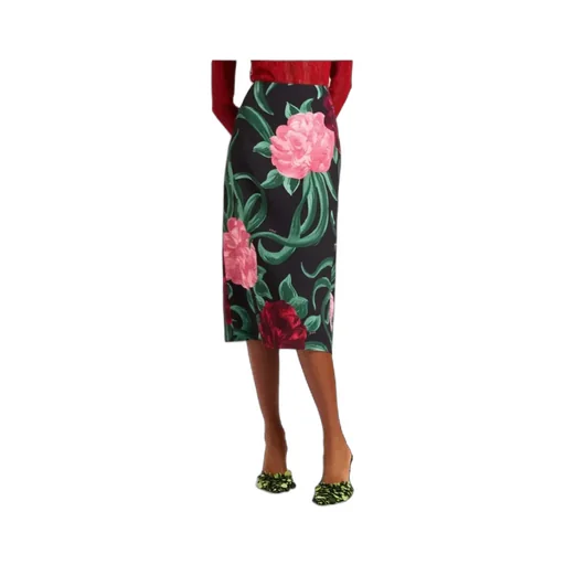 La Doublej Peony Print Pencil Skirt