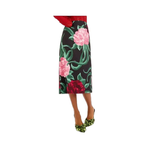 La Doublej Peony Print Pencil Skirt