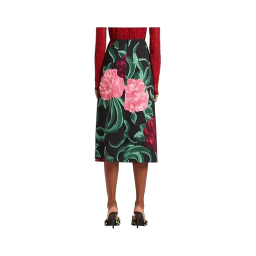 La Doublej Peony Print Pencil Skirt