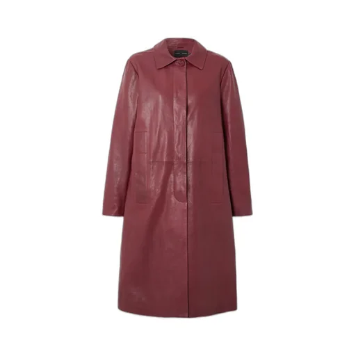 Long-Sleeved Leather Coat