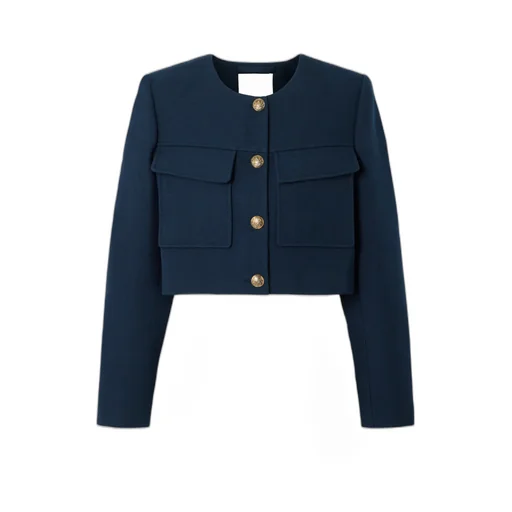 Long-Sleeved Crew Neck Jacket