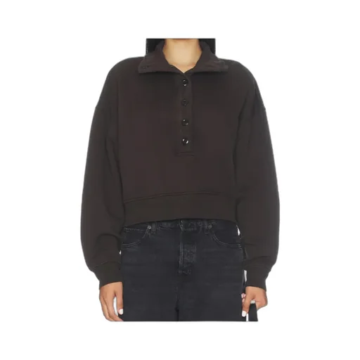 Long-Sleeved Button-Down Sweatshirt