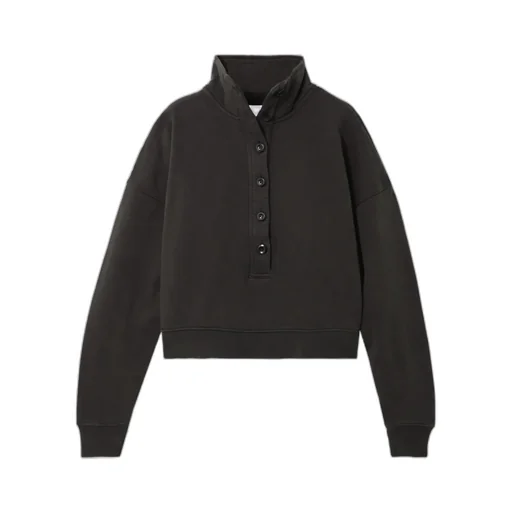 Long-Sleeved Button-Down Sweatshirt