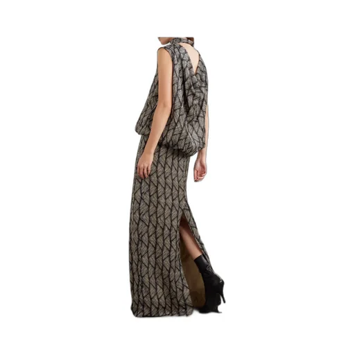 Gathered Printed Devoré-Velvet Gown