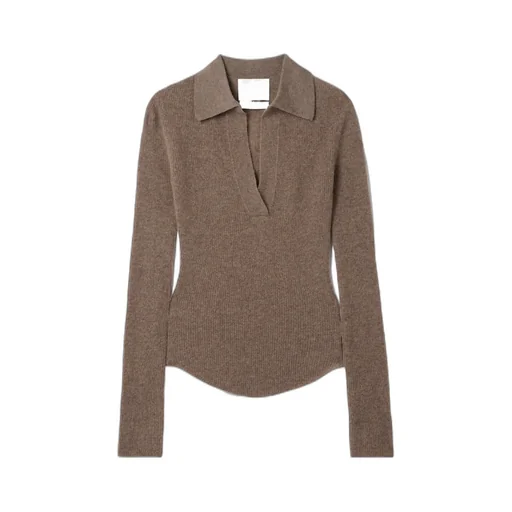 Simone Ribbed Wool And Cashmere-Blend Polo Sweater