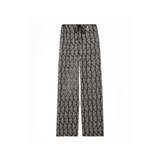 Devoré-Velvet Straight-Leg Pants