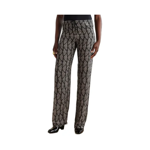 Devoré-Velvet Straight-Leg Pants