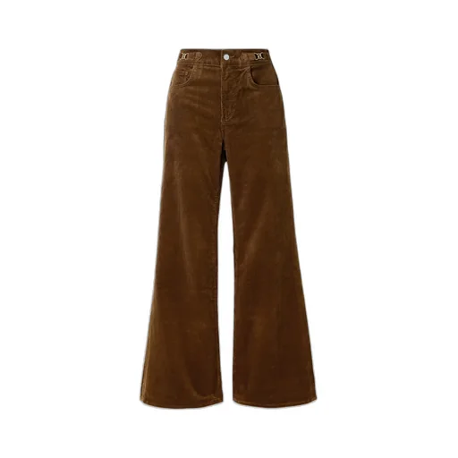 Kimberly Horsebit-Embellished Stretch-Cotton Corduroy Flared Pants