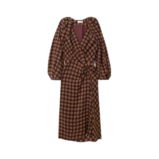 Printed Silk Crepe De Chine Wrap-Effect Midi Dress