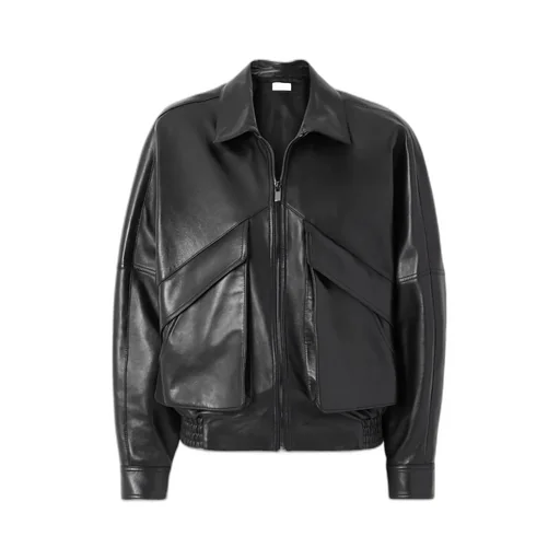 Long-Sleeved Leather Jacket