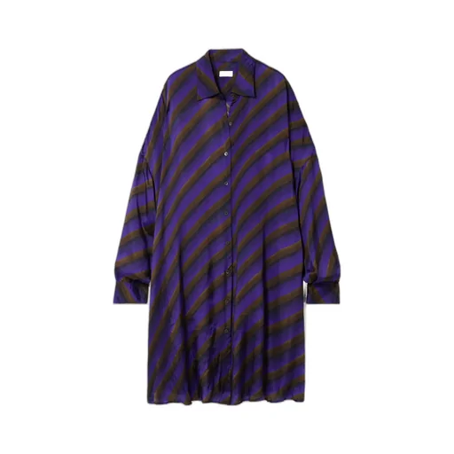 Oversized Striped Satin-Twill Mini Shirt Dress