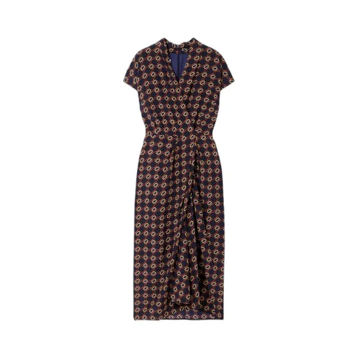 Wrap-Effect Printed Silk-Crepe Midi Dress