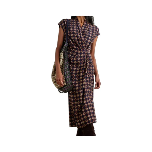 Wrap-Effect Printed Silk-Crepe Midi Dress