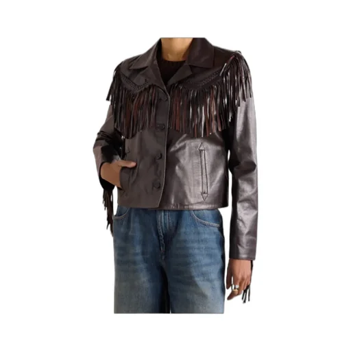 Long-Sleeved Leather Jacket