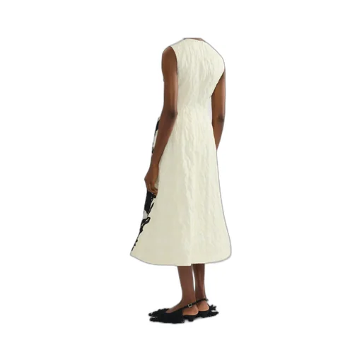 Embroidered Jacquard Flared Midi Dress