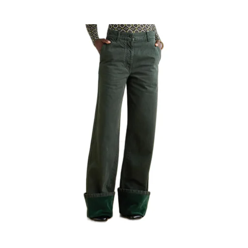 Velvet-Trimmed Mid-Rise Wide-Leg Jeans