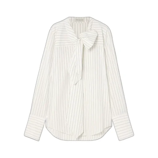 Pinstriped Cotton-Poplin Pussy-Bow Shirt