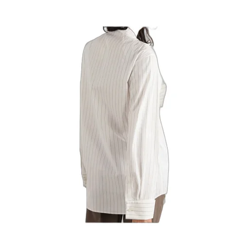 Pinstriped Cotton-Poplin Pussy-Bow Shirt