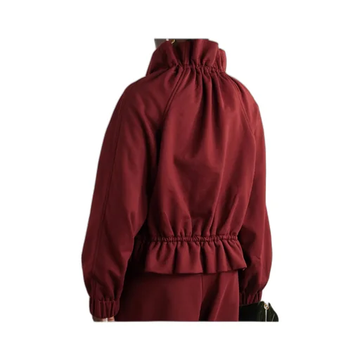 Oversized Gathered Cotton-Jersey Zip-Up Sweatshirt