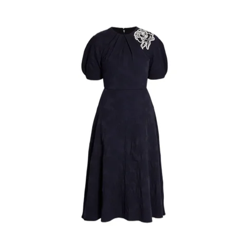 AppliquÉD Cotton-Blend Cloqué Midi Dress