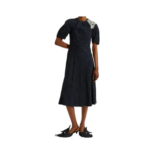 AppliquÉD Cotton-Blend Cloqué Midi Dress