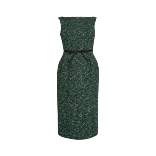 Bow-Detailed Bouclé-Tweed Midi Dress