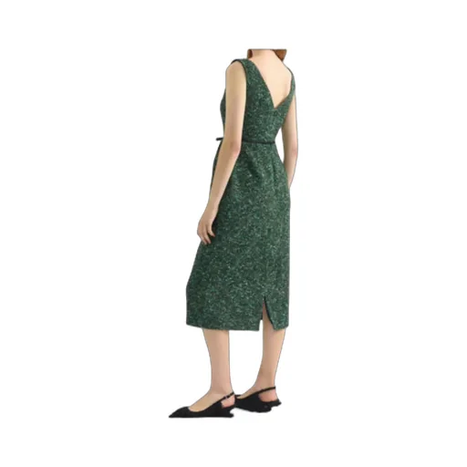 Bow-Detailed Bouclé-Tweed Midi Dress