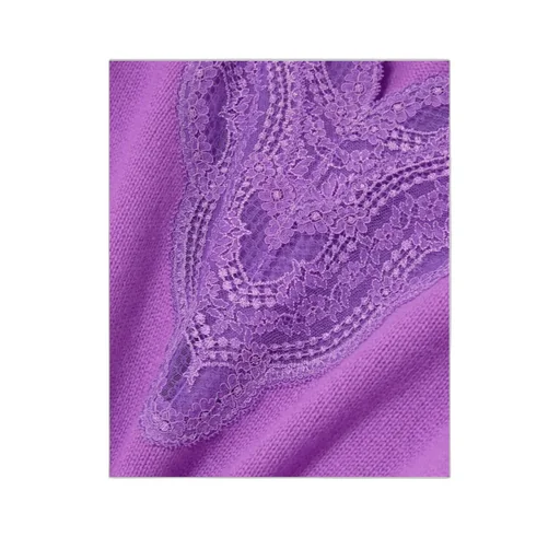 Lace-Trimmed Ribbed Sweater