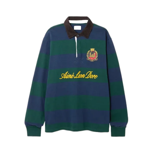 Long-Sleeved Striped Polo Shirt