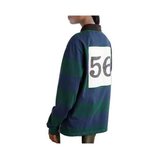 Long-Sleeved Striped Polo Shirt