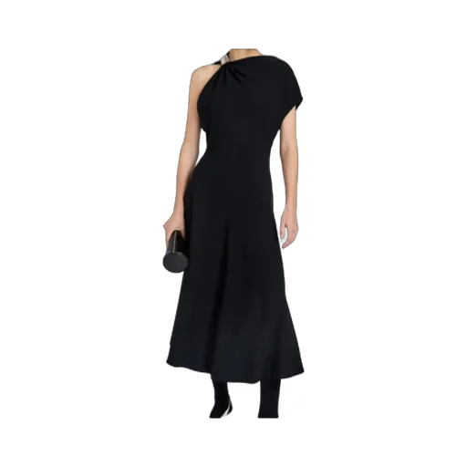 Draped One-Shoulder Midi Party Dress