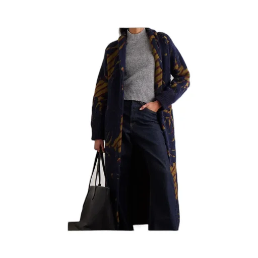 Belted Intarsia Wool-Blend Cardigan