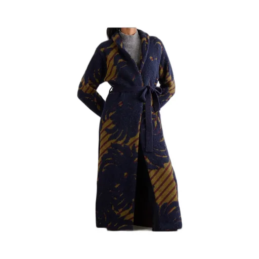 Belted Intarsia Wool-Blend Cardigan