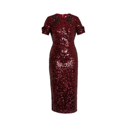 Embellished Sequined Georgette Midi Dress