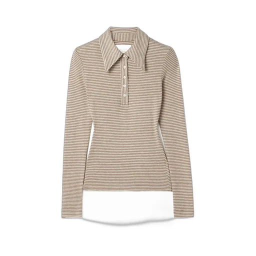 Striped Knit Polo Shirt