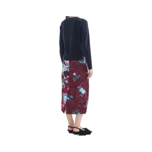 Floral-Print Crinkled Duchesse-Satin Midi Skirt