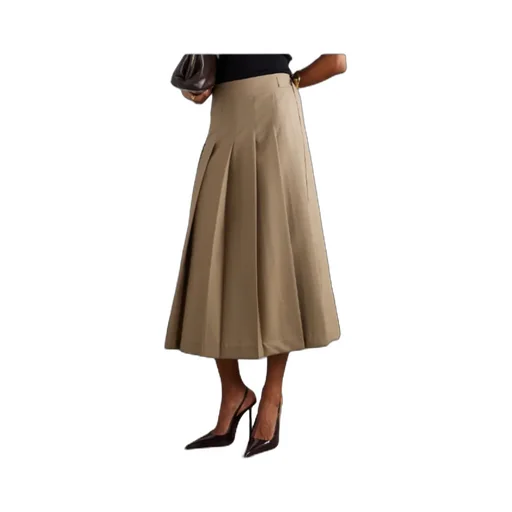 Pleated Wool-Blend Midi Wrap Skirt
