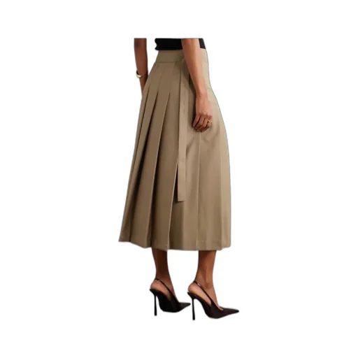 Pleated Wool-Blend Midi Wrap Skirt