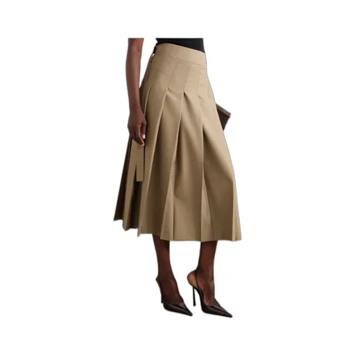 Pleated Wool-Blend Midi Wrap Skirt
